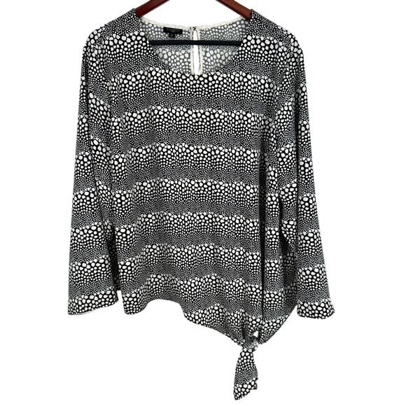 Talbots Tops - Talbots Plus Size 3X Black White Formal Business Blouse Shirt Top Long Sleeve